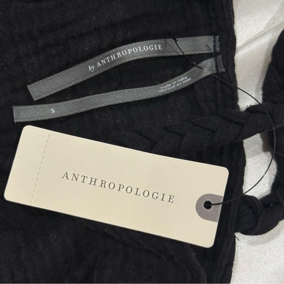 By Anthropologie Molly Braided Cover Up Romper Cotton Gauzy Black Small Beach - Picture 11 of 16